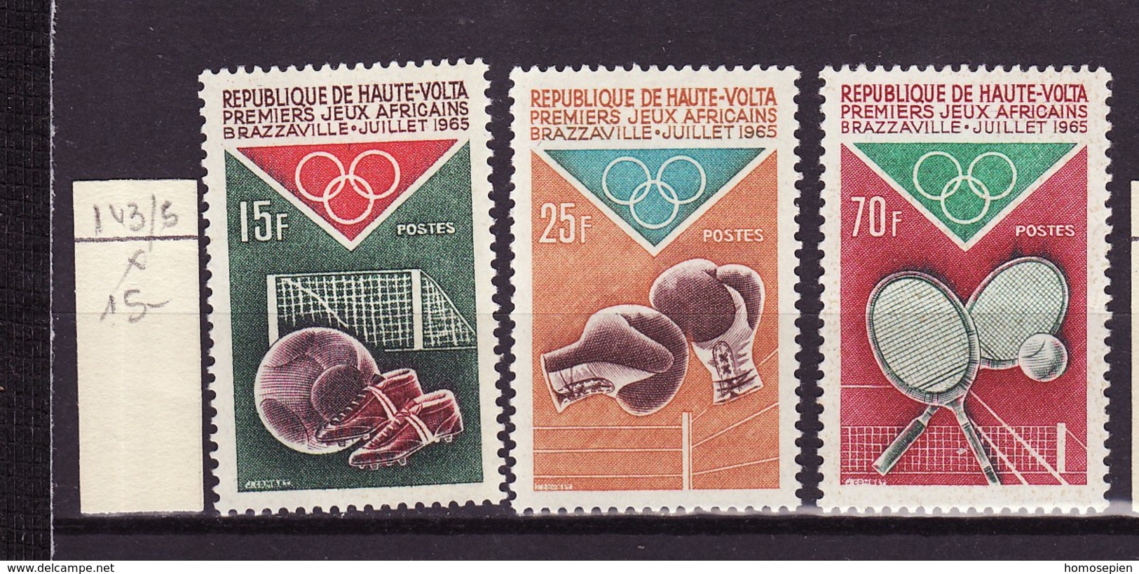 Haute Volta - Obervolta - Upper Volta - Burkina Faso 1965 Y&T N°143 à 145 - Michel N°167 à 169 * - Jeux Sportifs - Haute-Volta (1958-1984)