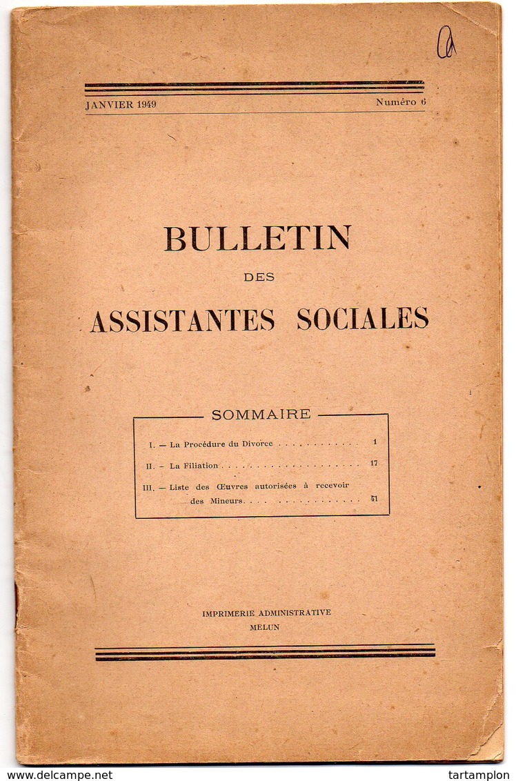 9/ BULLETIN DES ASSISTANTES SOCIALES 1949 - Ohne Zuordnung