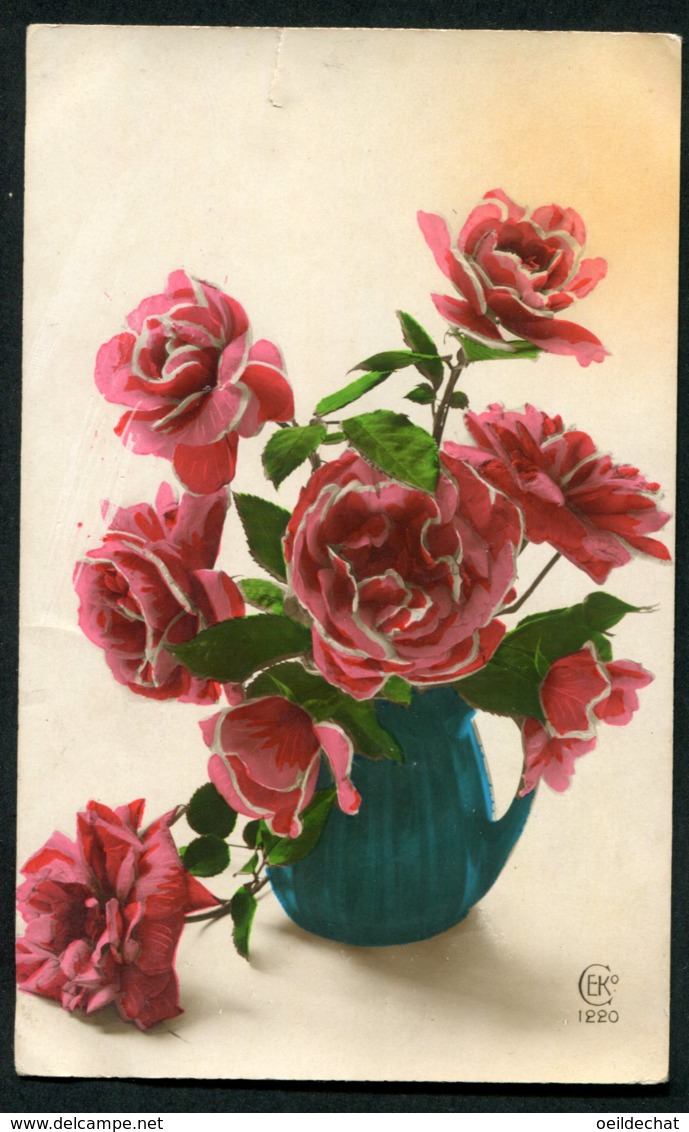 11330  Carte Postale Fleurs : Roses Dans Vase - Fleurs