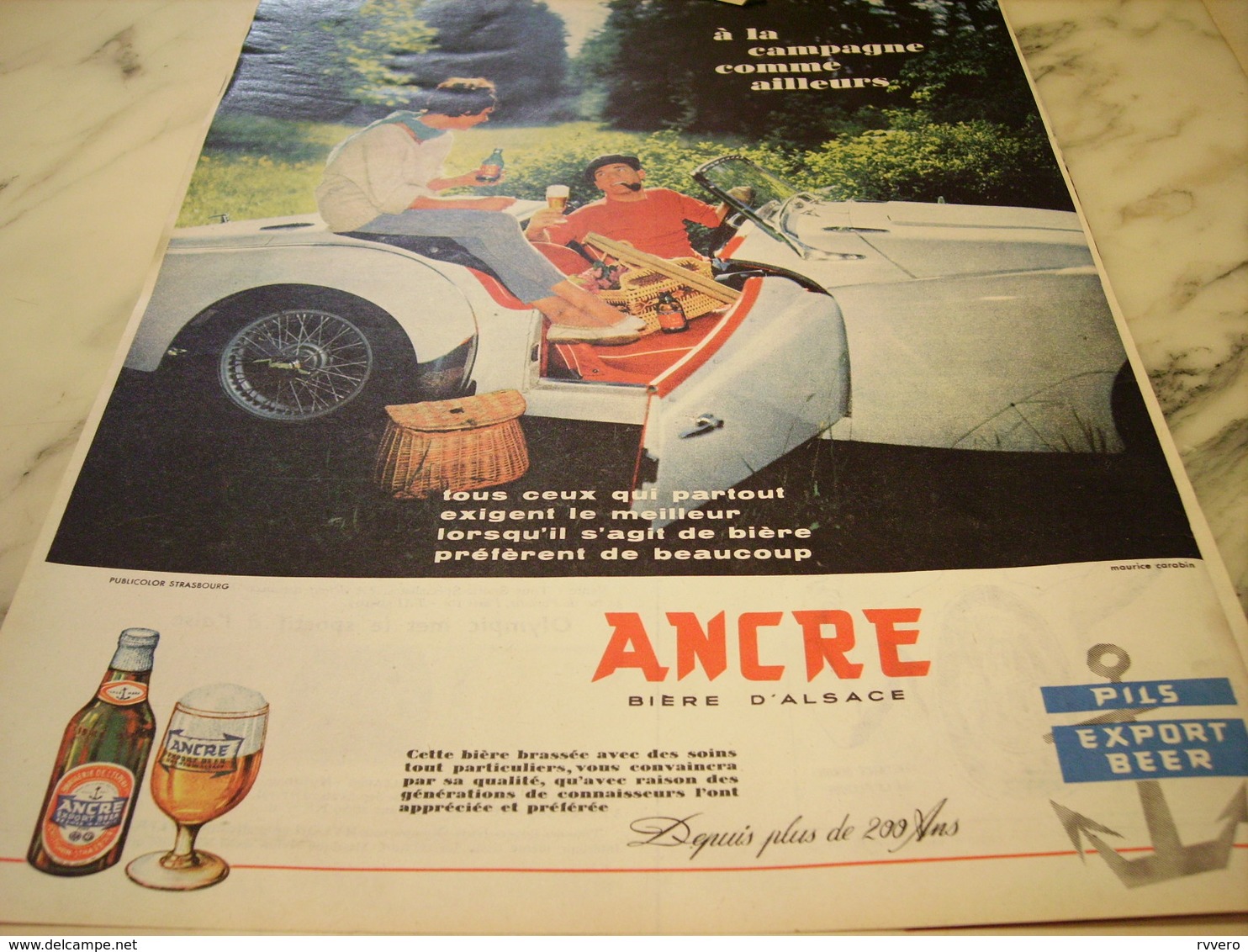 ANCIENNE  PUBLICITE BIERE ANCRE 1960 - Alcools