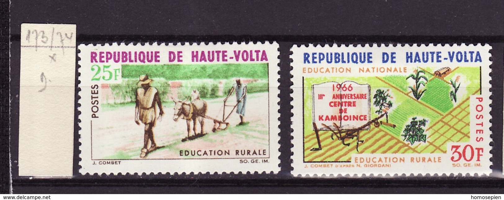 Haute Volta - Obervolta - Upper Volta - Burkina Faso 1966 Y&T N°173 à 174 - Michel N°199 à 200 * - éducation Rurale - Haute-Volta (1958-1984)