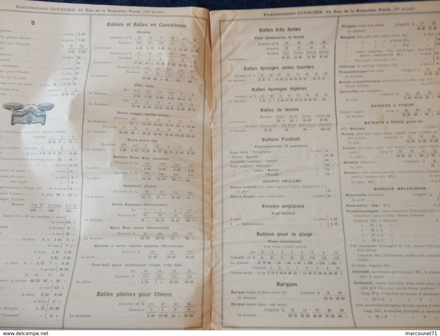 Rare Document Commercial 1937 Établissements Courcier Rue De La Roquette Paris Jeux Et Jouets - 1900 – 1949