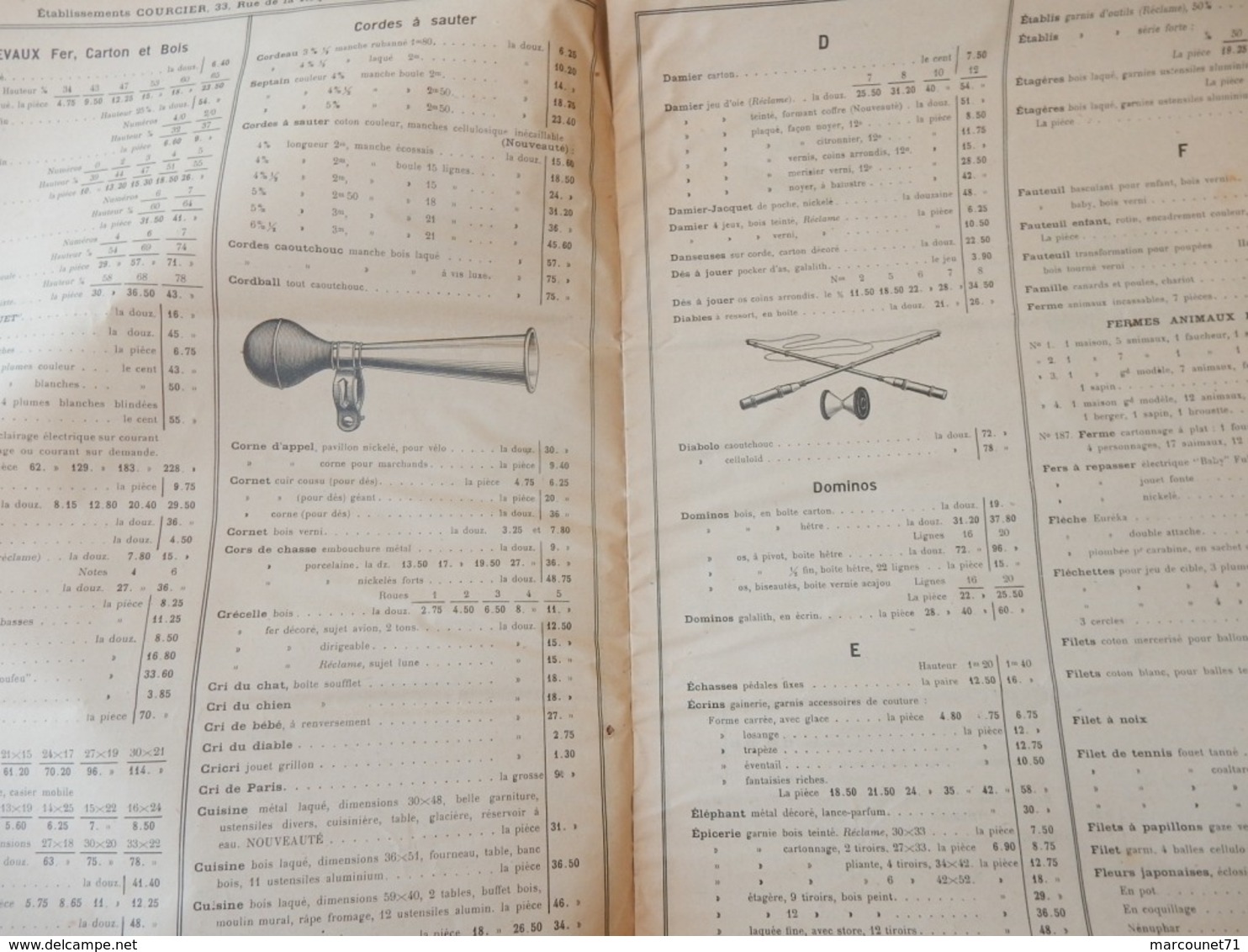 Rare Document Commercial 1937 Établissements Courcier Rue De La Roquette Paris Jeux Et Jouets - 1900 – 1949