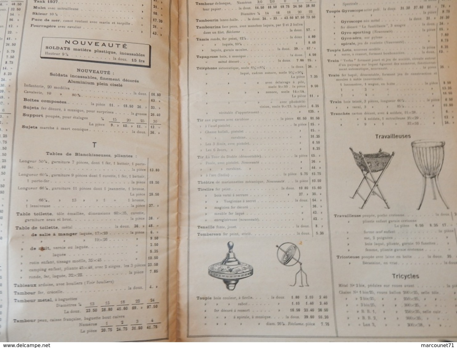 Rare document commercial 1937 Établissements Courcier rue de la Roquette Paris jeux et jouets