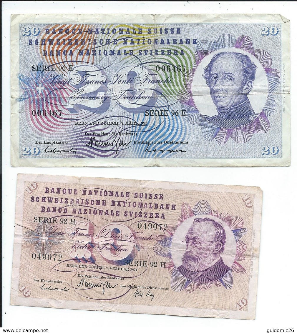 Lot De 2 Billets Ayant Circulés - Suisse