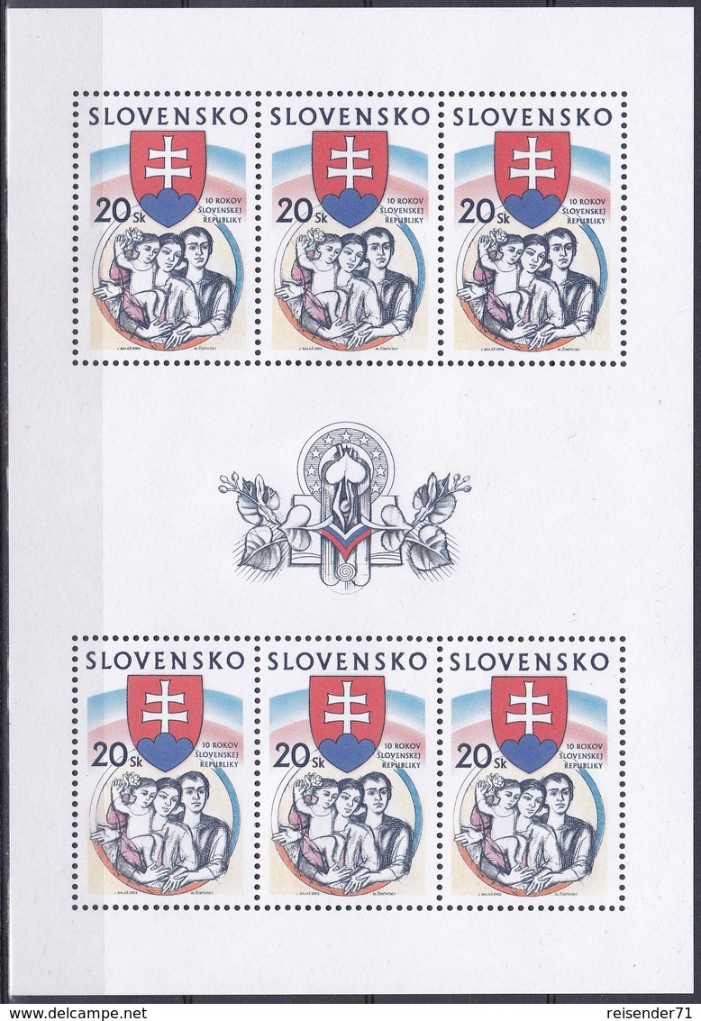 Slowakei Slovakia Slovensko 2003 Geschichte History Unabhängigkeit Independence Republik Wappen Arms, Mi. 444 ** - Ungebraucht
