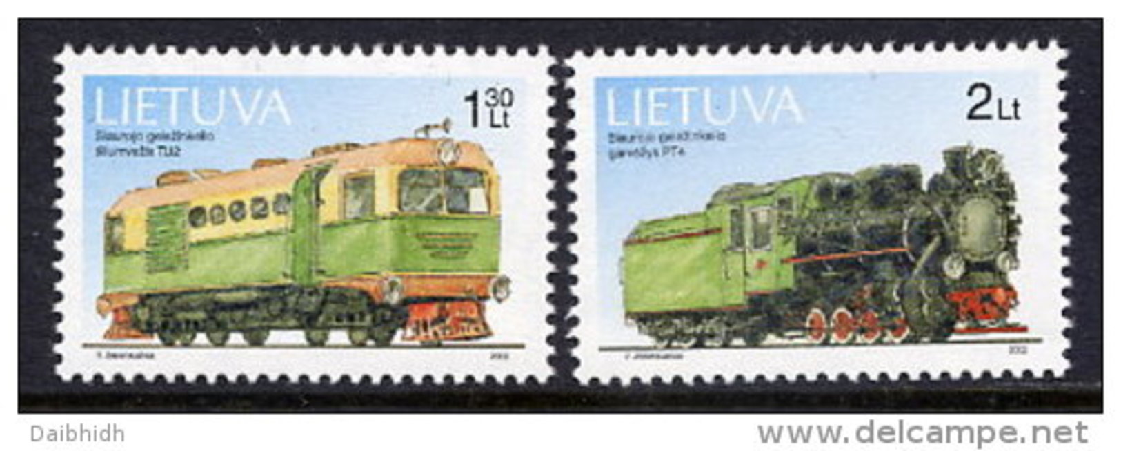 LITHUANIA 2002 Narrow-guage Railways Set Of 2 MNH / **.  Michel 794-95 - Lituanie