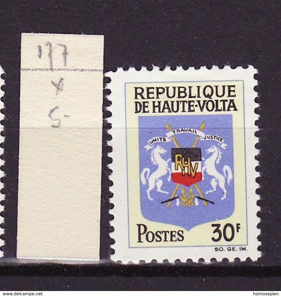 Haute Volta - Obervolta - Upper Volta - Burkina Faso 1967 Y&T N°177 - Michel N°210 * - 30f Armoirie - Haute-Volta (1958-1984)