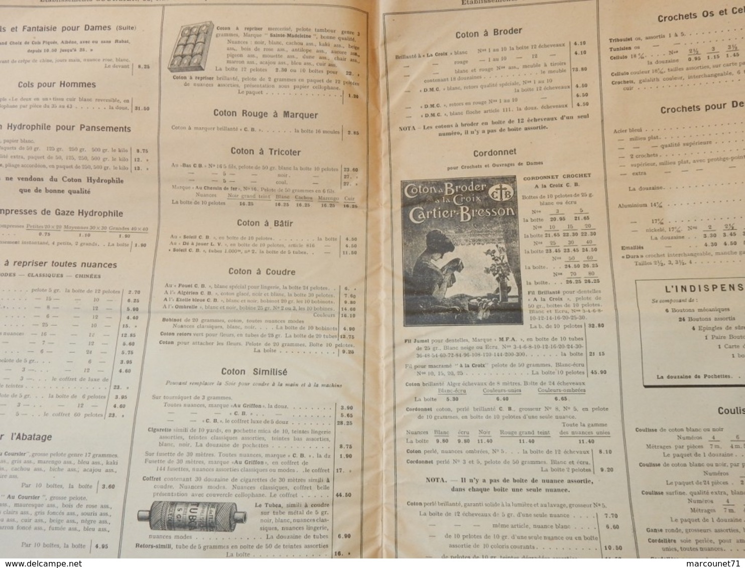 Rare Document Commercial 1936 Établissements Courcier Rue De La Roquette Paris Mercerie Dentelles - 1900 – 1949