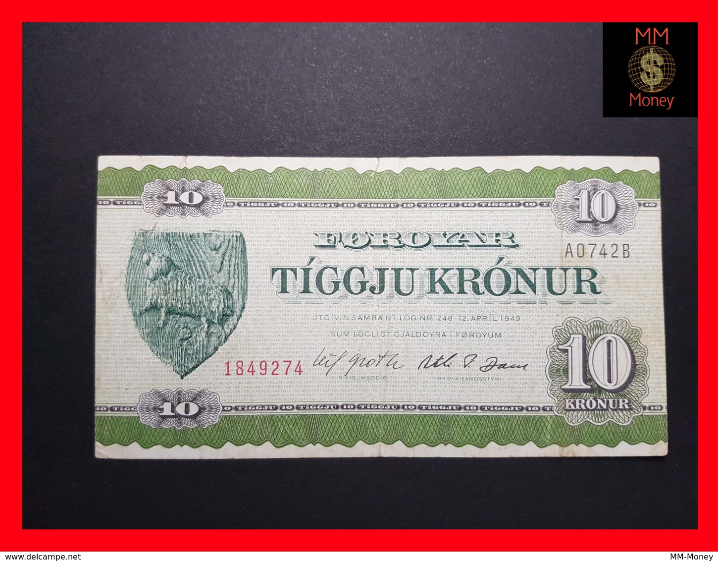 FOROYAR FAROE ISLAND 10 Kronur 1974 P. 16   VF - Faeroër