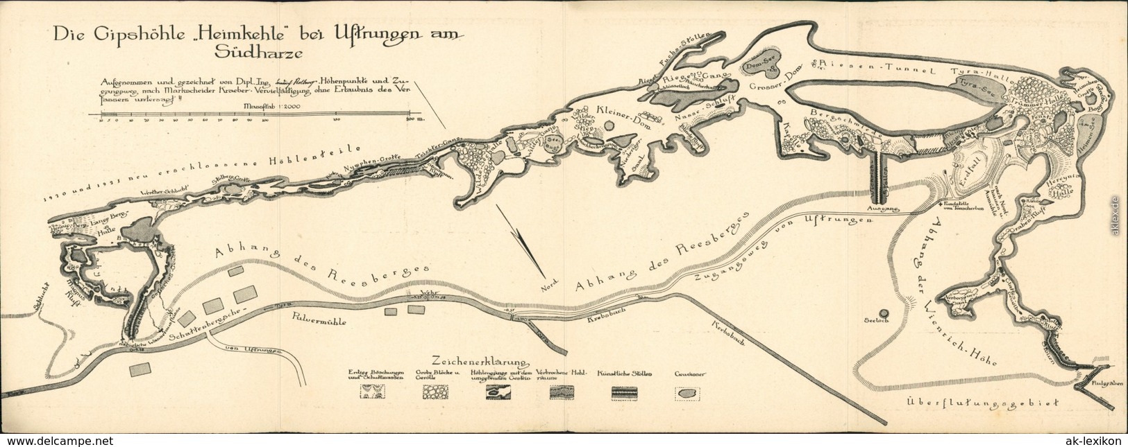 Uftrungen-Südharz Gipshöhle Heimkehle - Mit Karte Und Bildern 1917 - Sonstige & Ohne Zuordnung