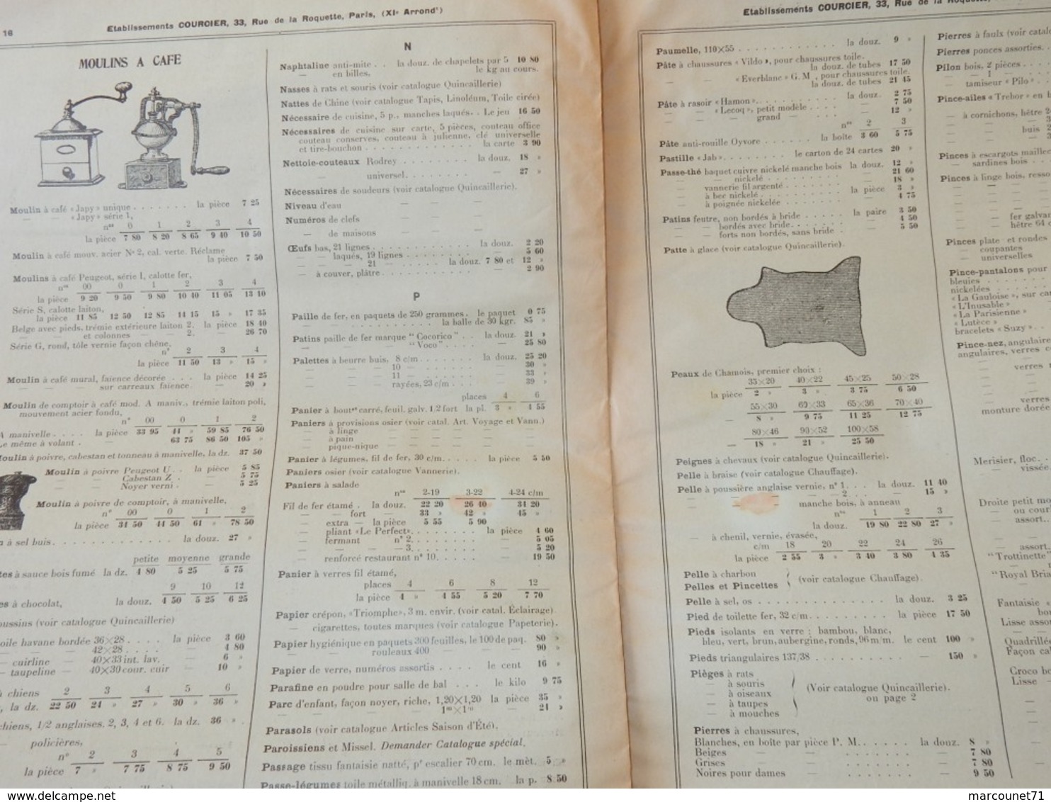 Rare document commercial 1935 Établissements Courcier rue de la Roquette Paris articles de Paris bimbeloterie