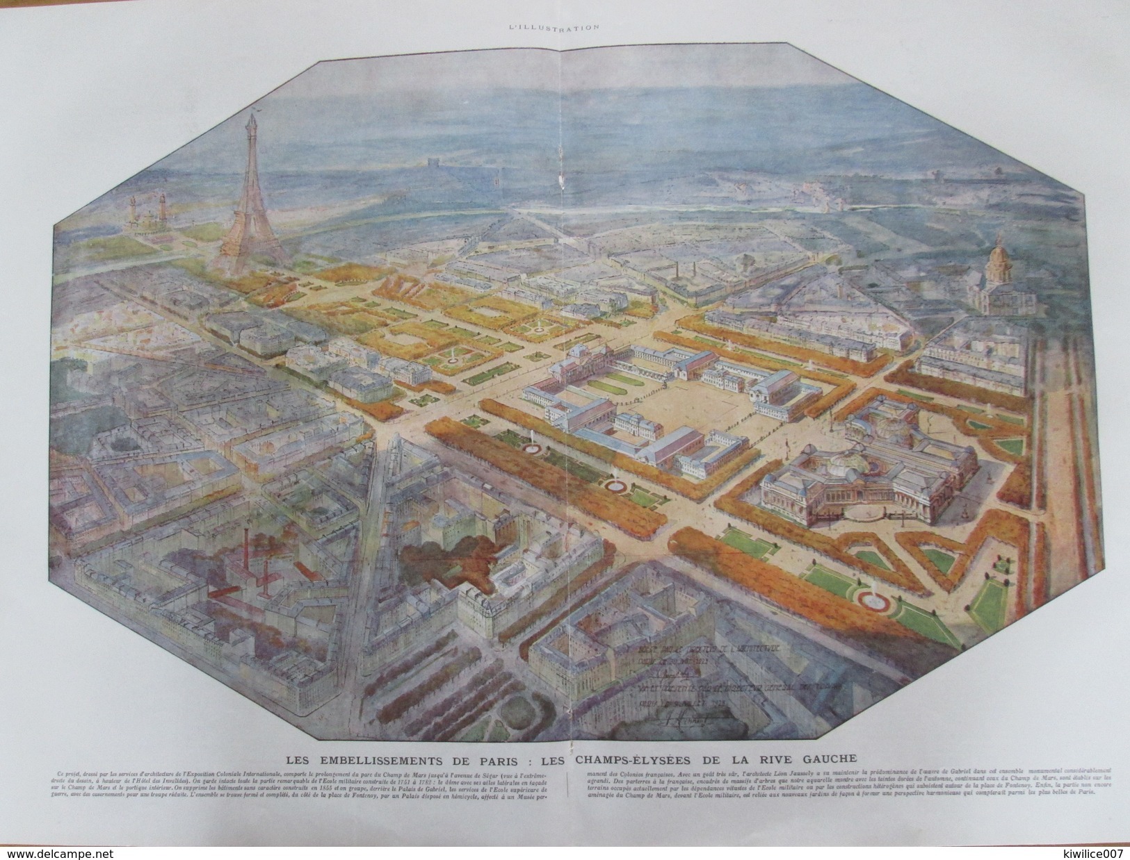 LES EMBELISSEMENTS DE PARIS    Les Champs-Elysées De La Rive Gauche Champs De Mars 1924 Leon Jaussely - Non Classés