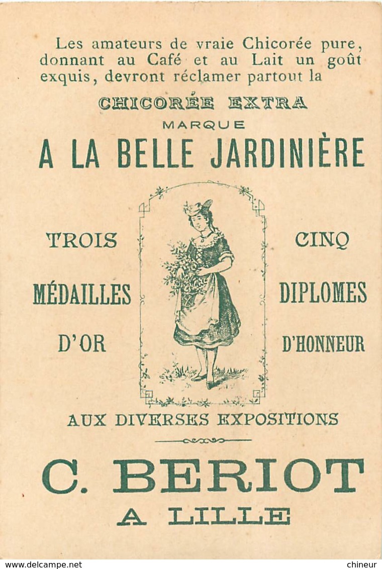 CHROMO CHICOREE C.BERIOT A LILEE A LA BELLE JARDINIERE FEMME ELEGANTE - Tè & Caffè