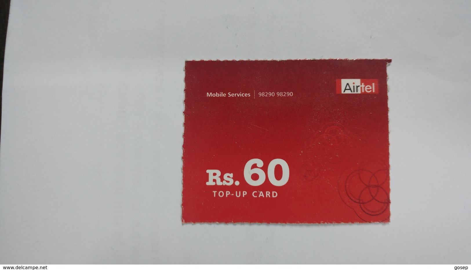 India-airtel Prepiad Card-(52a)-(rs.60)-(new Delhi)-()-(look Out Side)-used Card+1 Card Prepiad Free - India