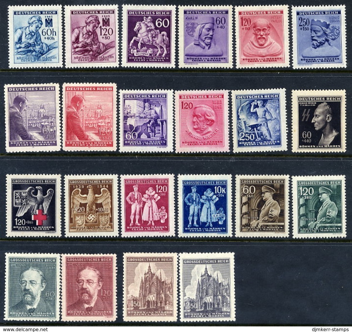 BOHEMIA & MORAVIA 1942-44 Commemorative Issues MNH / **. - Unused Stamps