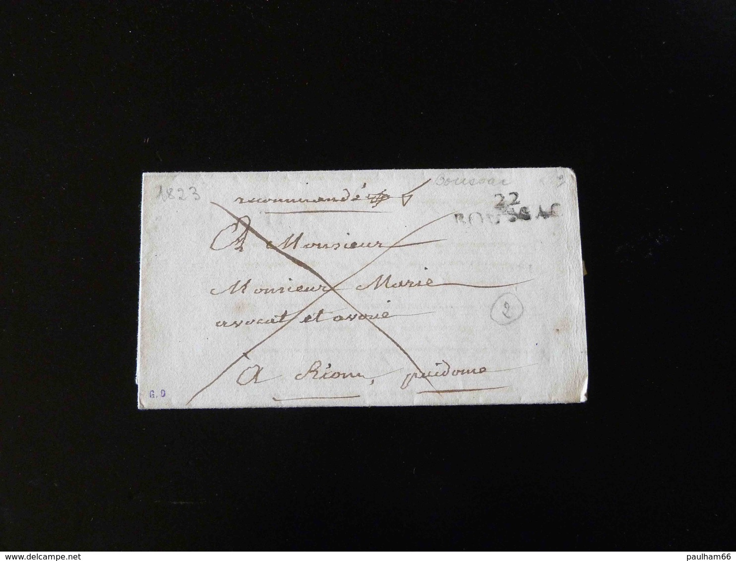 LETTRE DE BOUSSAC POUR RIOM   -  1823  - - 1801-1848: Precursors XIX