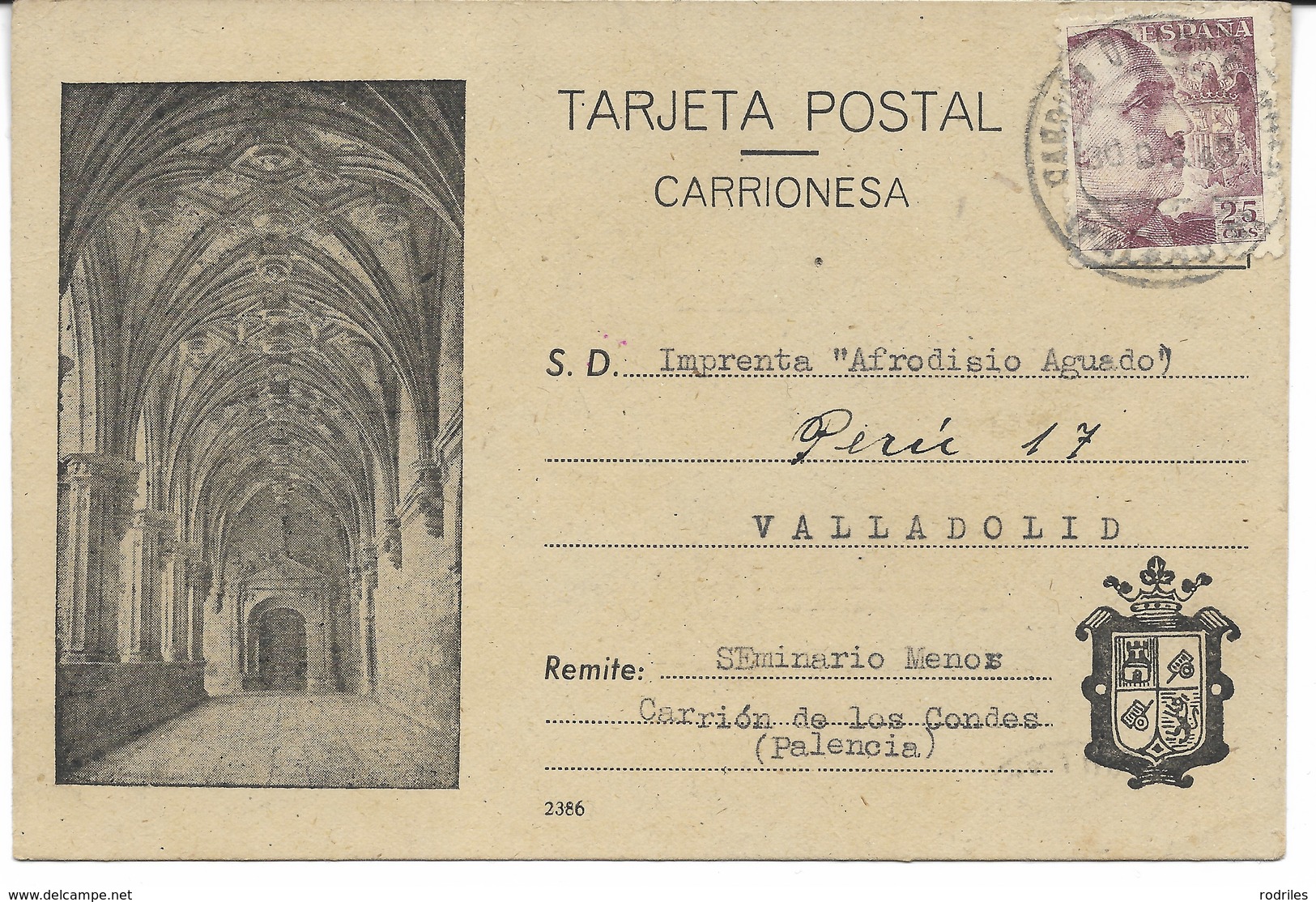 Tarjeta Postal  Dirigida De Carrión De Los Condes A Valladolid - Cartas & Documentos