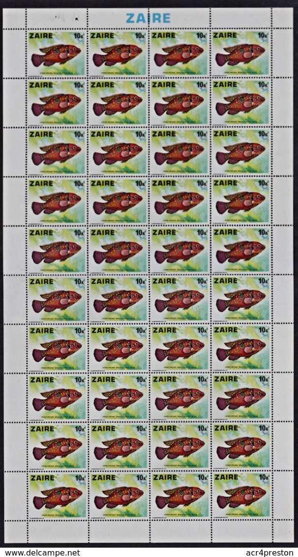 D0379 ZAIRE 1978,  SG 909 10K Fish, Complete MNH Sheet - Neufs