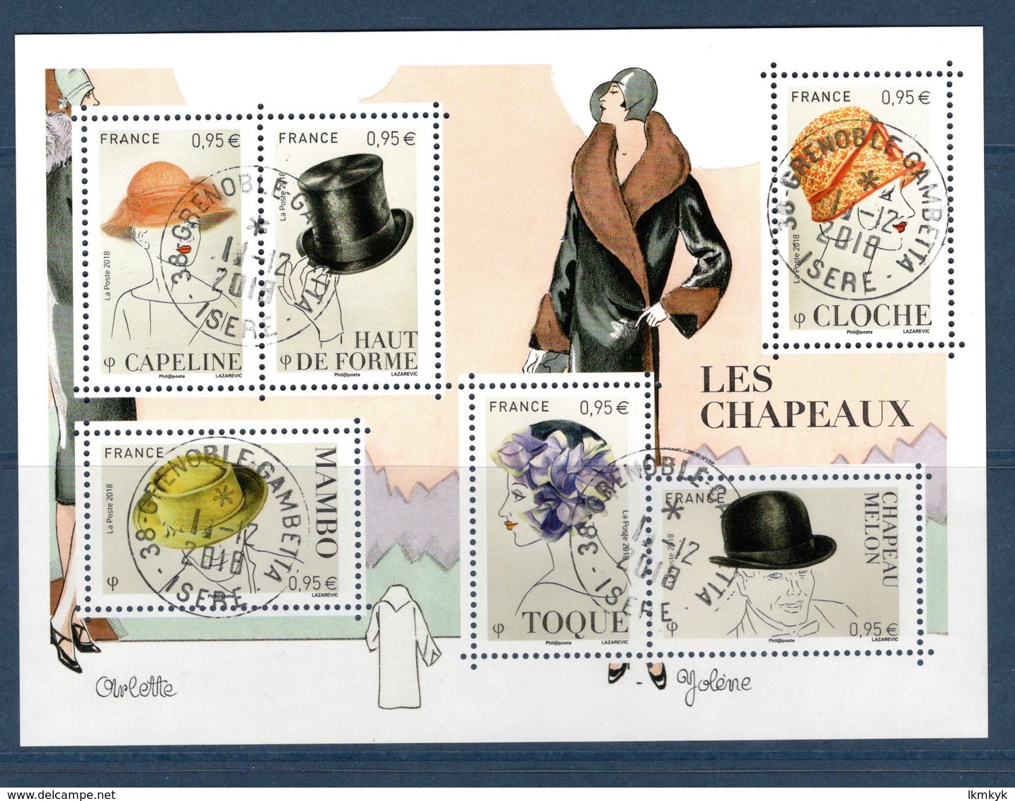 France 2018. Bloc Les Chapeaux.Cachet Rond Gomme D'origine. - Used