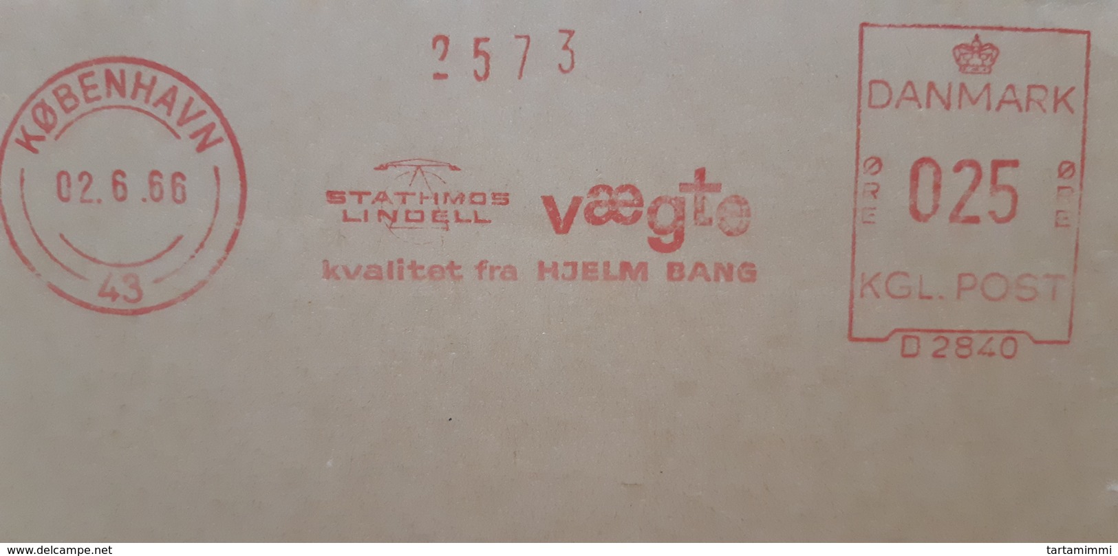 EMA AFS METER STAMP FREISTEMPEL - DANMARK KØPENHAVN 1966 Stathmos Lindell Vaegte Hjelm Bang - Frankeermachines (EMA)