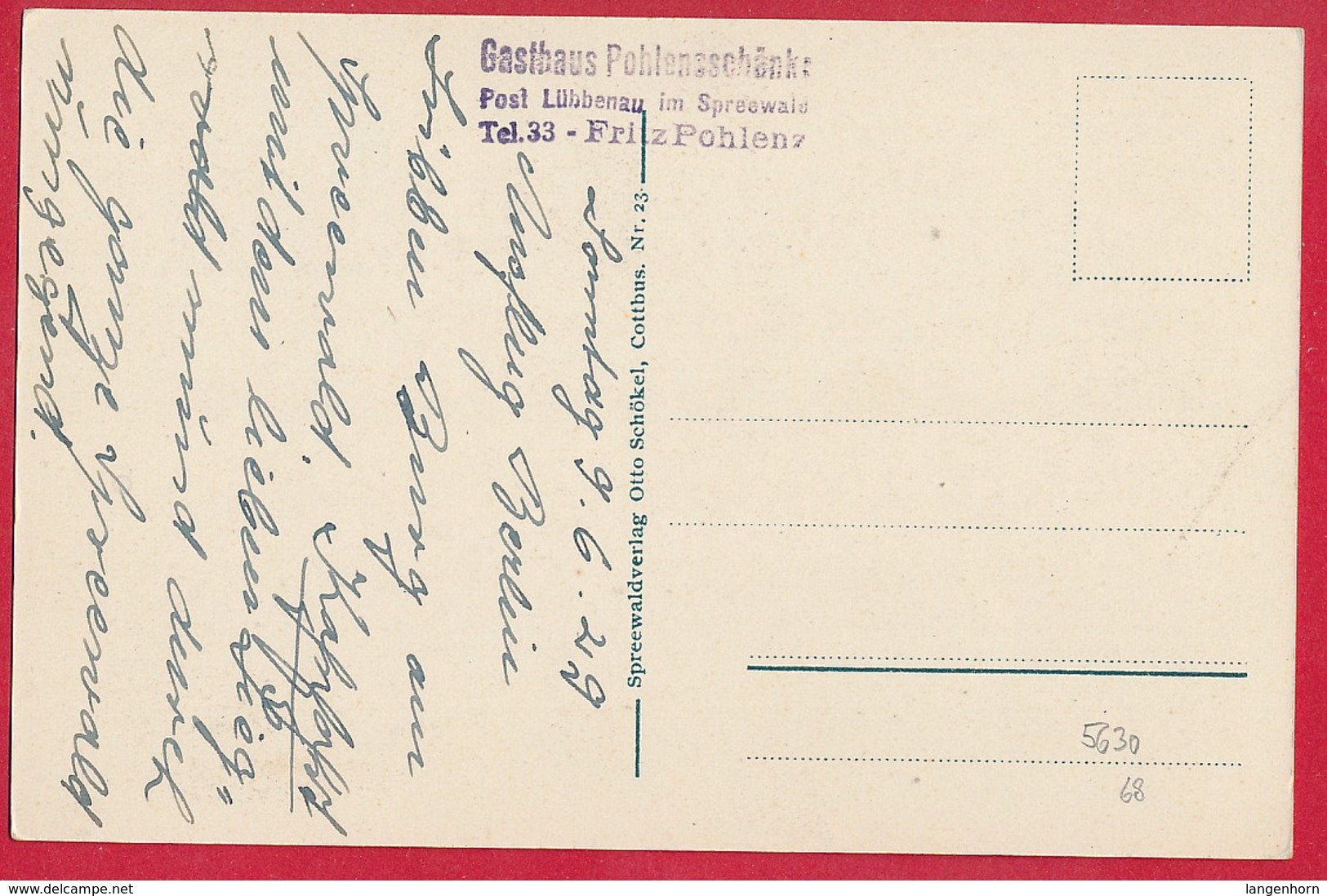 AK 'Pohlensschänke' Bei Lübbenau ~ 1929 - Luebbenau