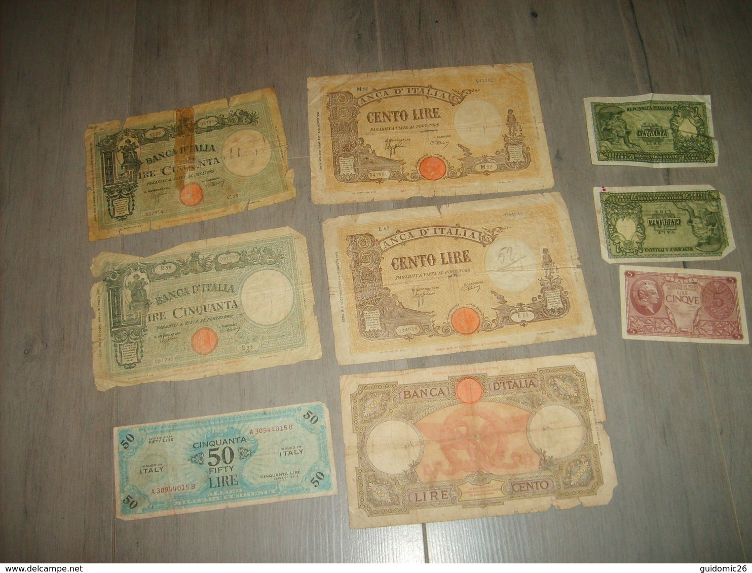 Italie Lot De 9 Billets Tres Usés - Otros & Sin Clasificación