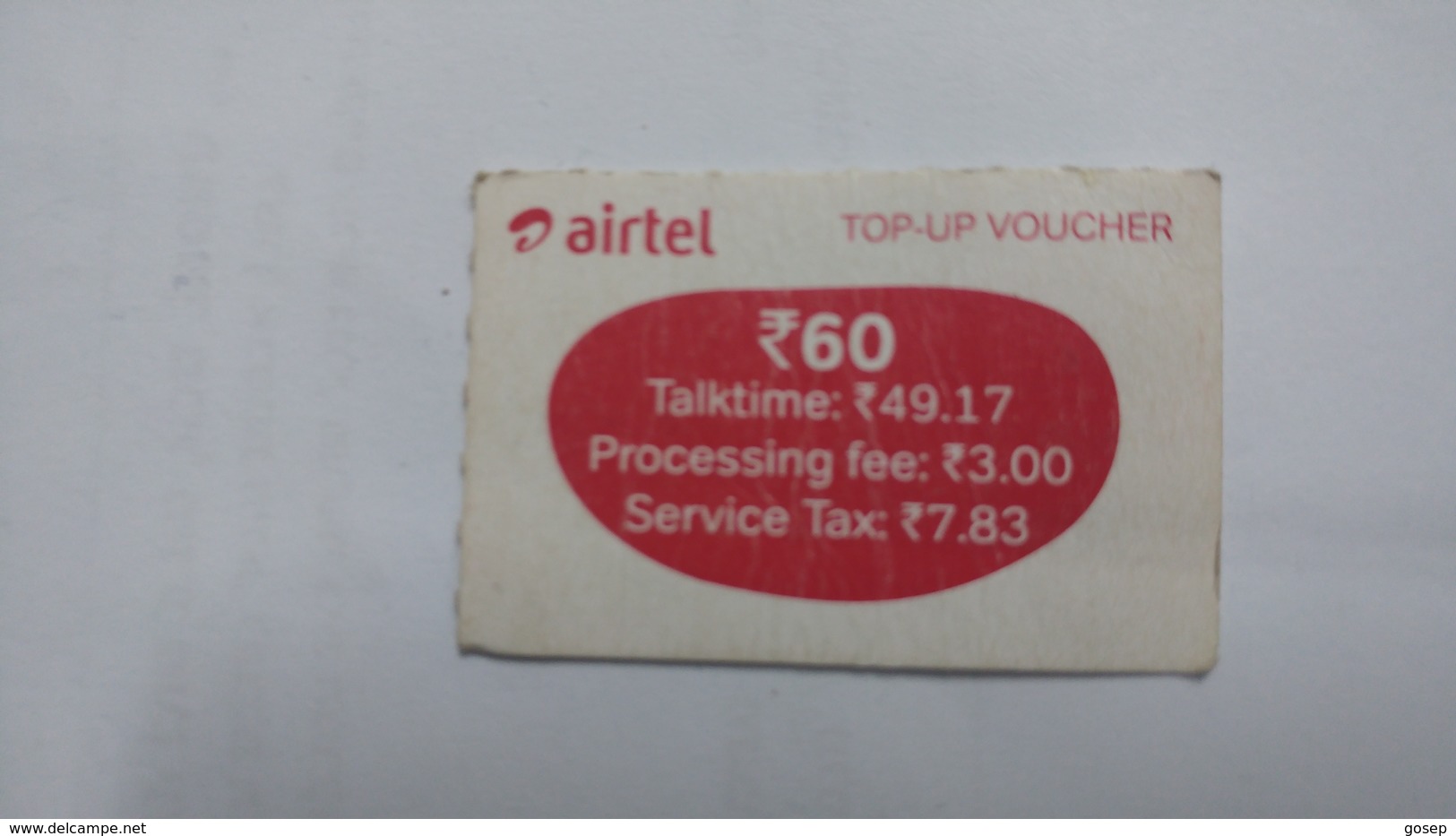 India-airtel Prepiad Card-top-up Voucher(53)-(rs.60)-(bangalore)-(31.5.18)-(look Out Side)-used Card+1 Card Prepiad Free - Inde
