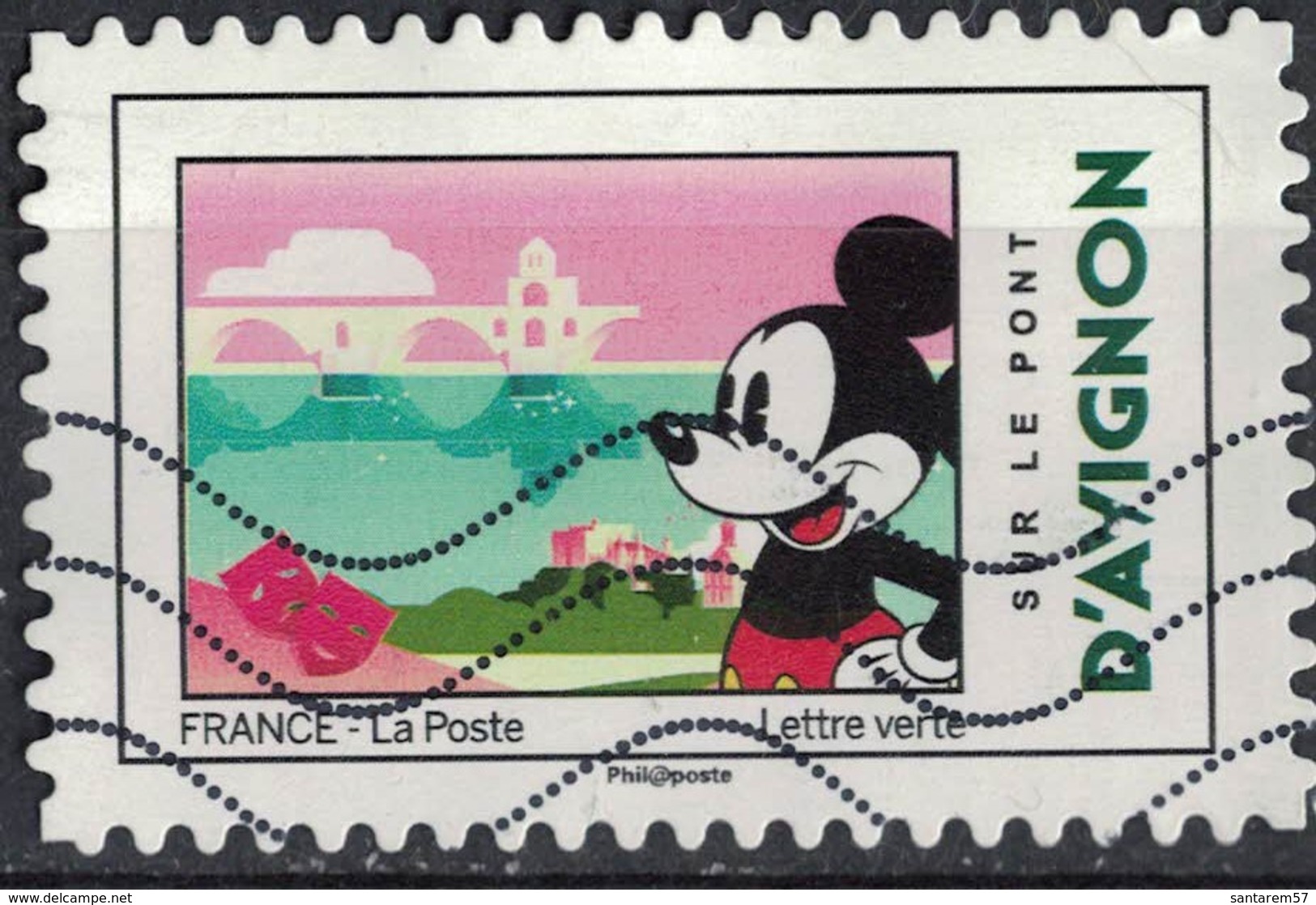 France 2018 Oblitéré Used Mickey Et La France Sur Le Pont D'Avignon Y&T 1585 - Oblitérés