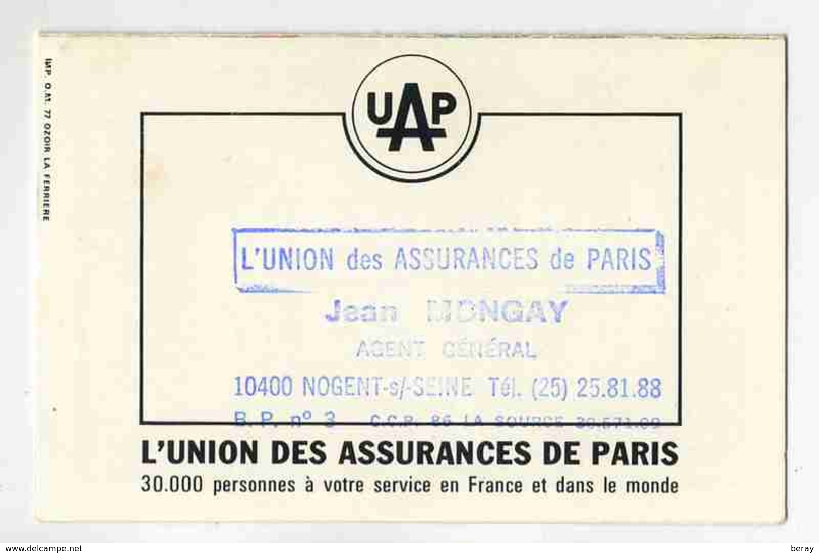 UAP - CALENDRIER 1976 - ASSURANCES JEAN MONGAY NOGENT SUR SEINE - Petit Format : 1971-80