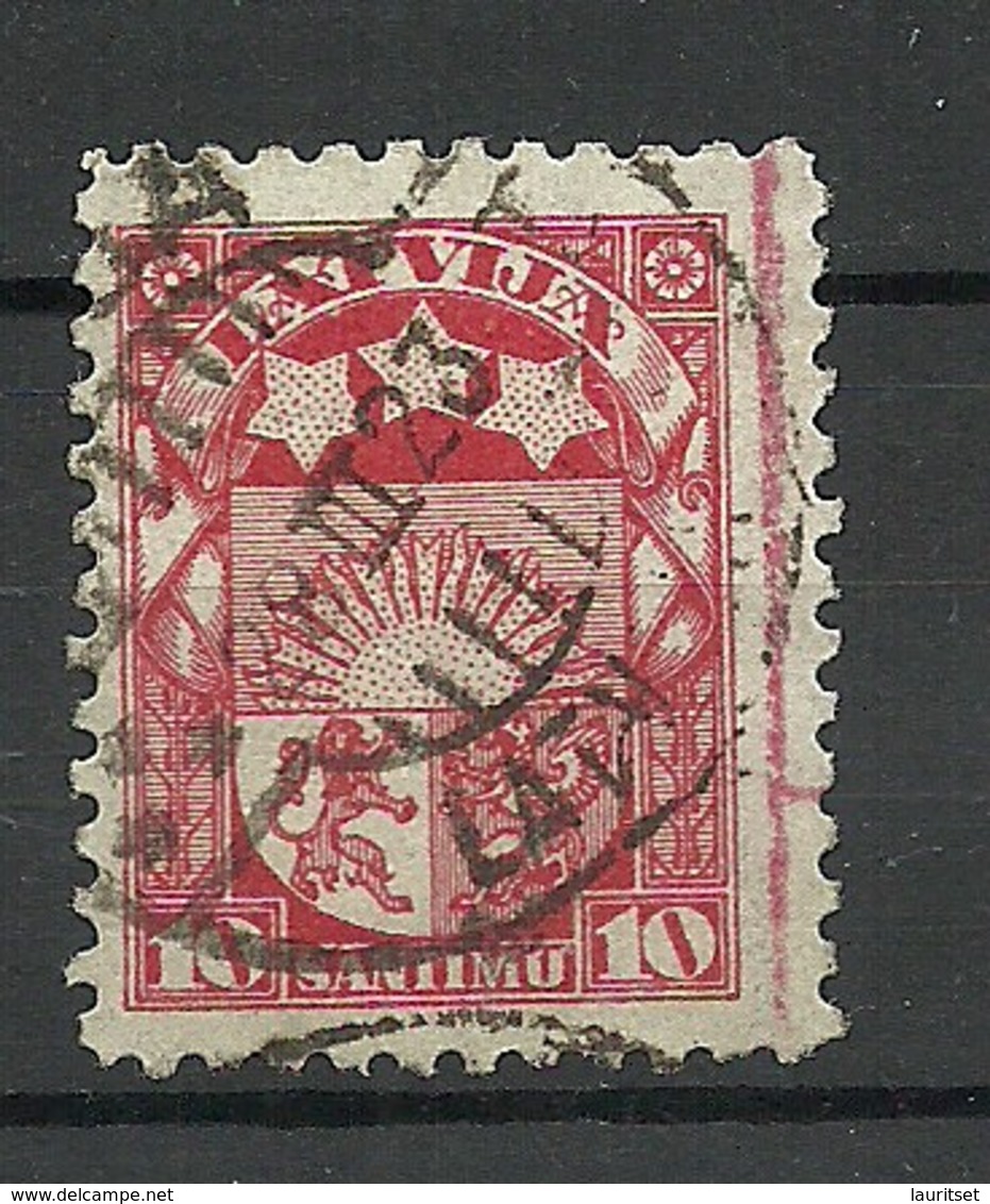 LETTLAND Latvia 1923 Michel 93 ERROR Abart Red Line Along Right Side O - Lettland