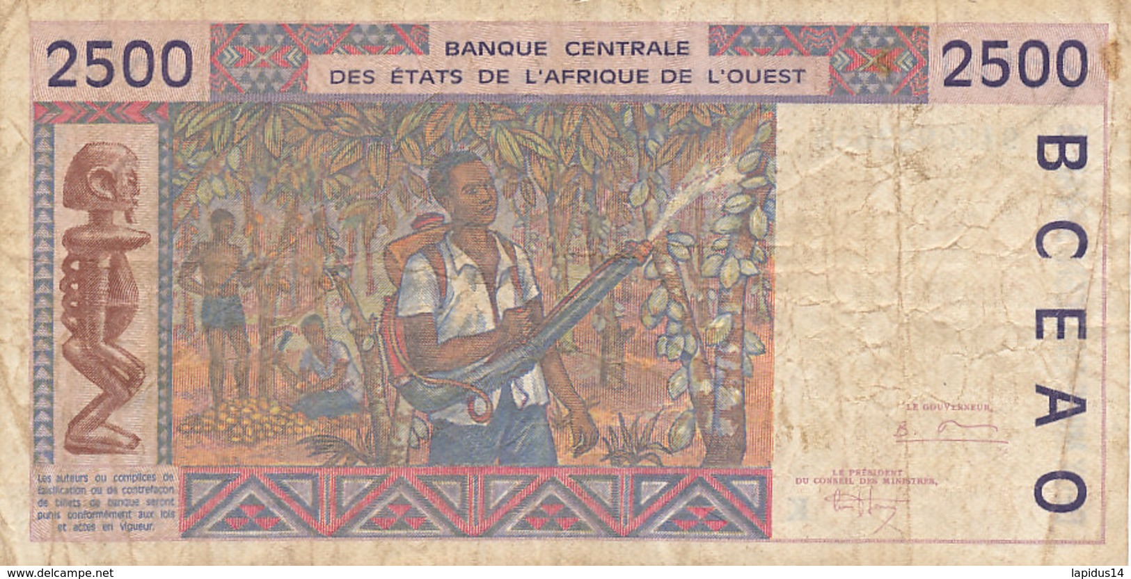 - BILLET DE 2500  FRANCS  BANQUE -CENTRALE  DES ETATS DE L'AFRIQUE DE L'OUEST - Sonstige – Afrika