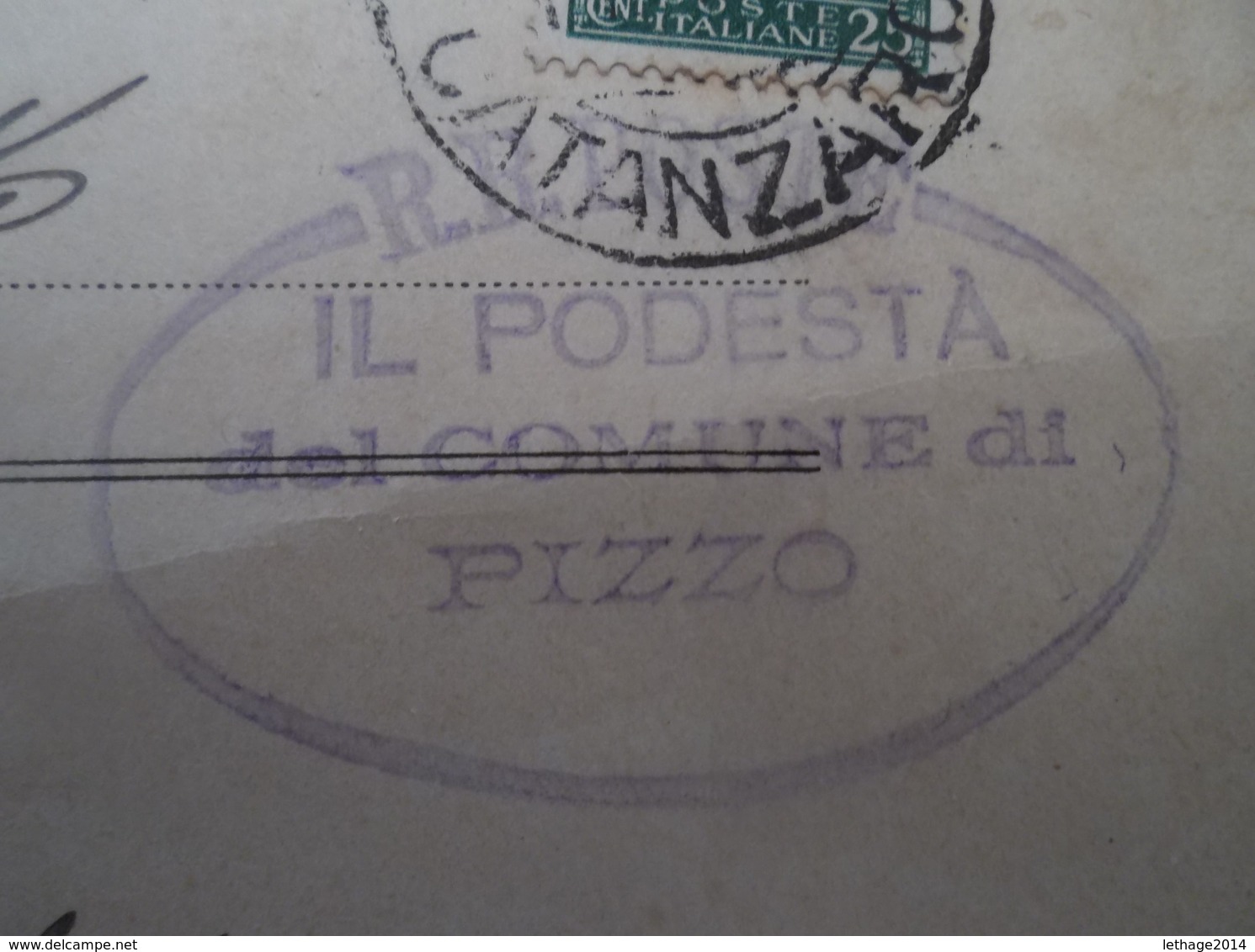 REGNO ITALIA BIGLIETTI CON OVALE DI FRANCHIGIA COMUNALE PIZZO REGIE POSTE 1933 - Zonder Portkosten