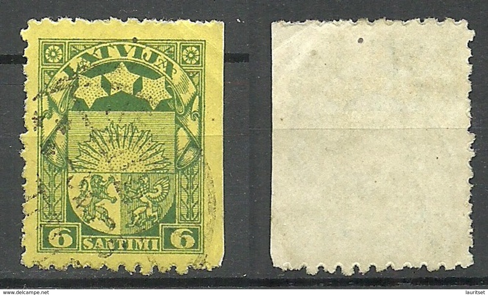 LETTLAND Latvia 1923 Michel 94 ERROR Variety Abart Right Side Imperforated O - Lettland