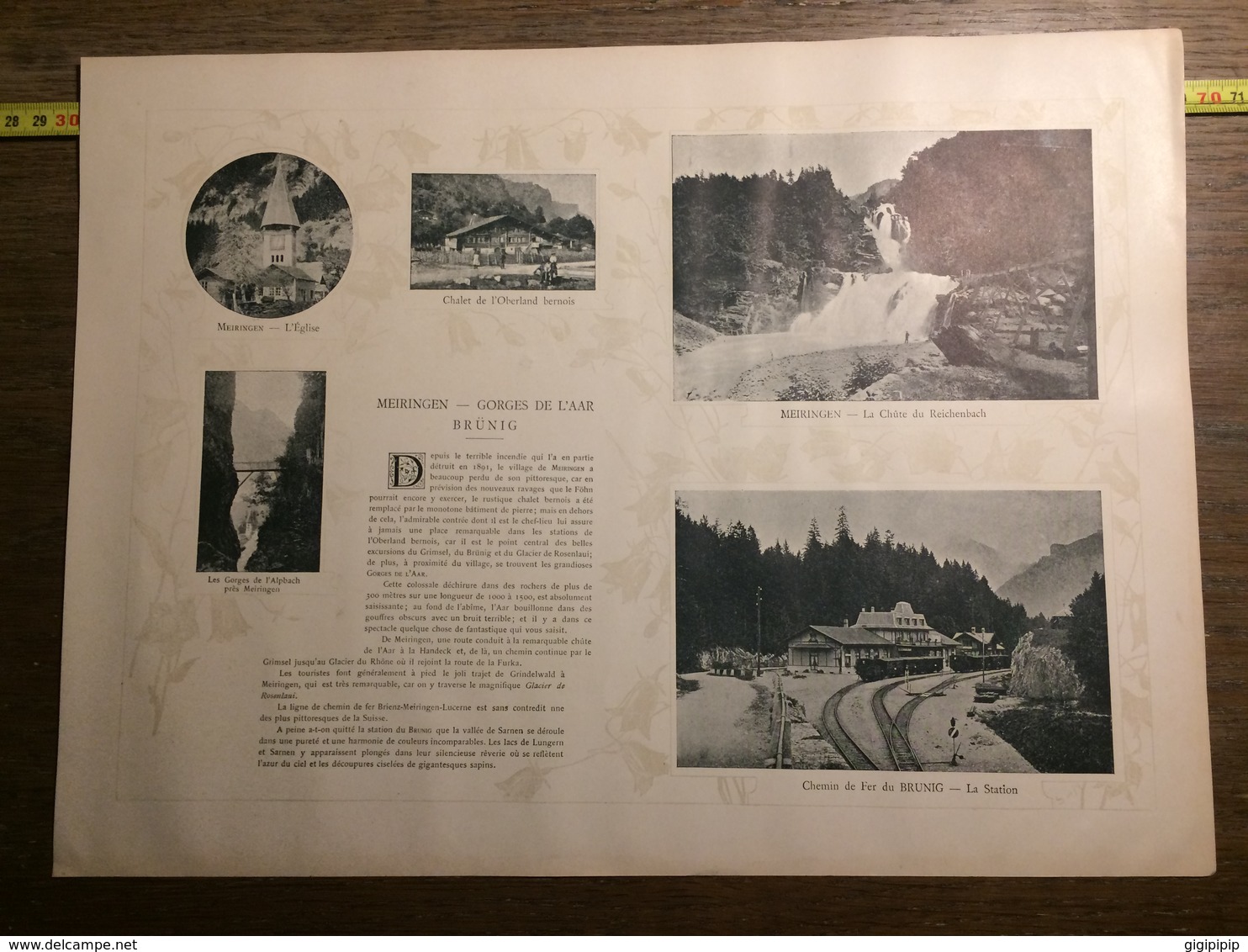 DOCUMENT SUISSE PETITE SCHEIDEGG ET LE WETTERHORN MEIRINGEN GORGES DE L AAR BRUNIG - Collections