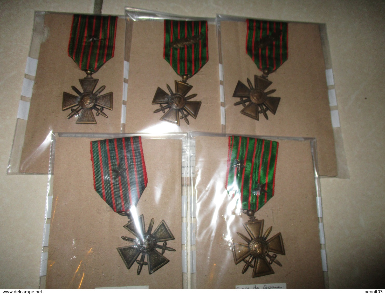 LOT DE 5 MEDAILLES CROIX DE GUERRE FRANCE  N° 3 - Other & Unclassified