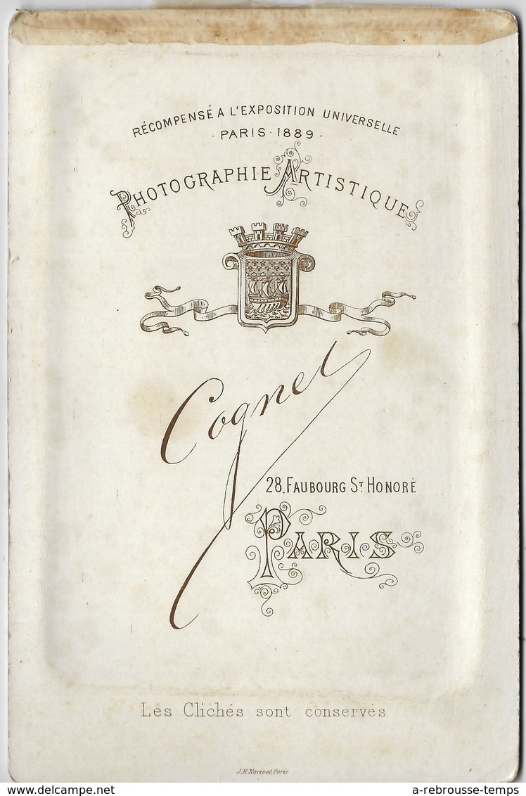 Grand CDV-(CAB) Mariage D'un Officier Du 89e R- Contre-épaulette- Photo Cognet à Paris Vers 1890 - Guerre, Militaire