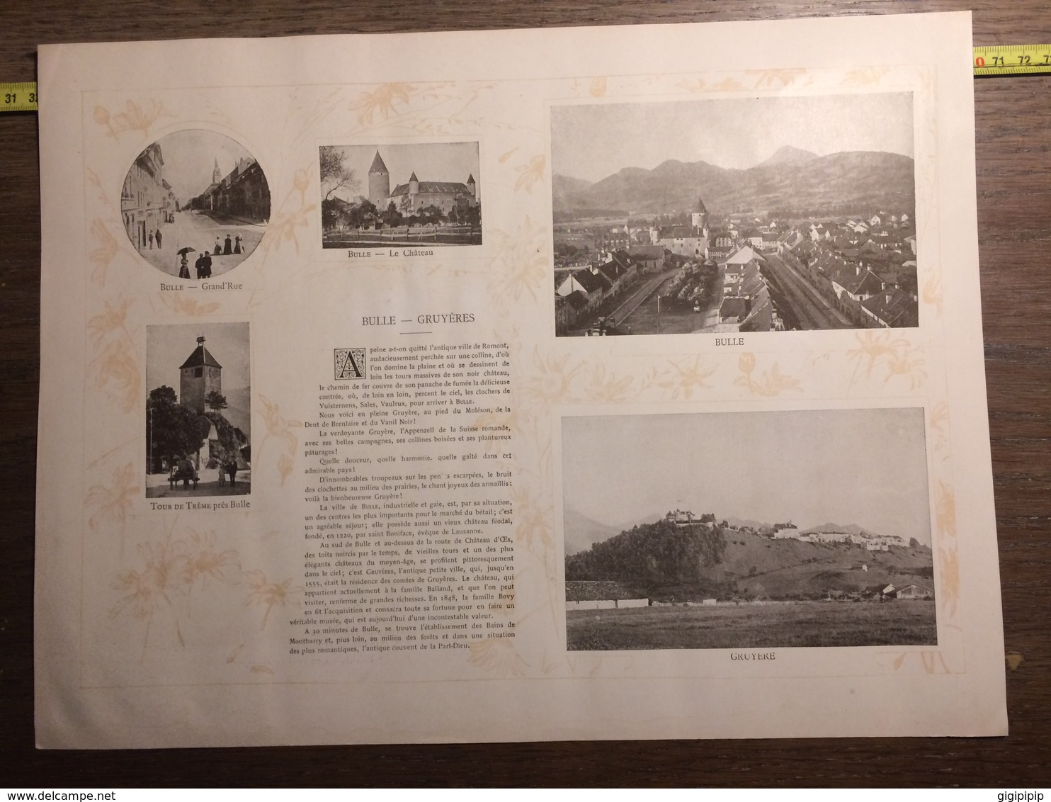 DOCUMENT SUISSE FRIBOURG PONT DE GRANDFEY VALLEE DU GOTTERON BULLE GRUYERES - Collections