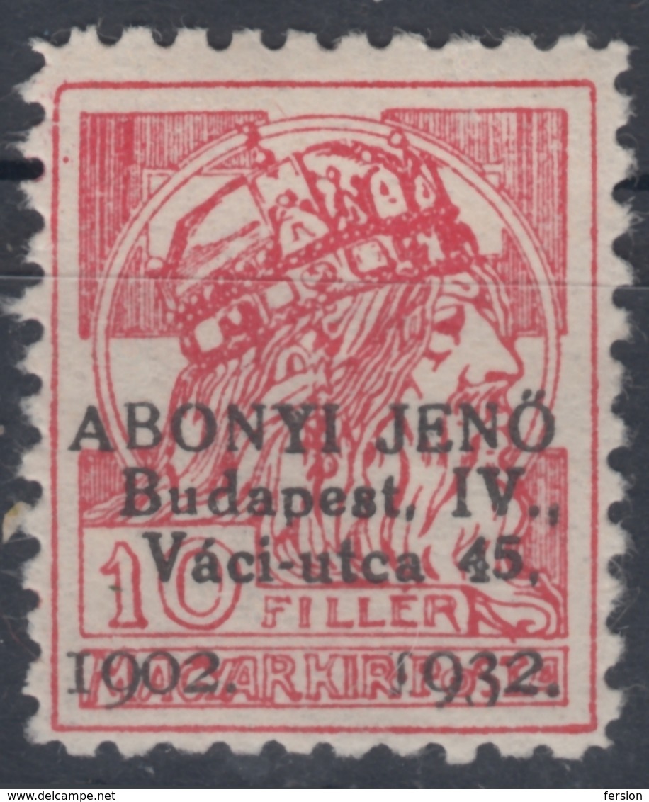 1932 Hungary - ESSAY Reprint PROOF - 10 Filler - KING Stephen - MNH - Abonyi Jenő BUDAPEST - Proofs & Reprints