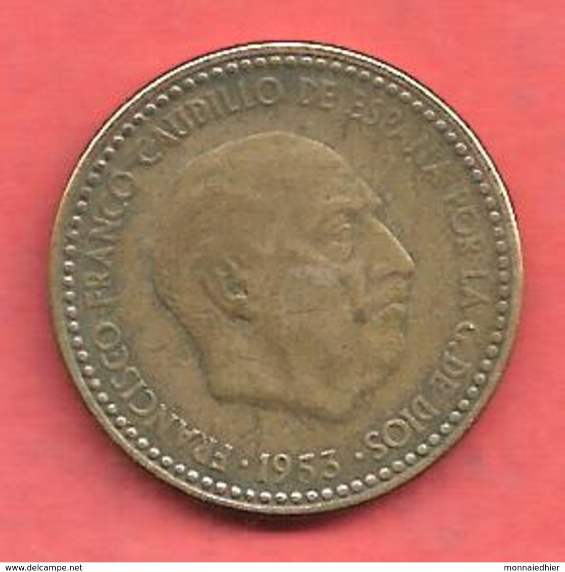 1 Peseta , ESPAGNE , Alu-Bronze , 1953 ( 54 ) , N° KM # 775 , N° Y113 - 1 Peseta