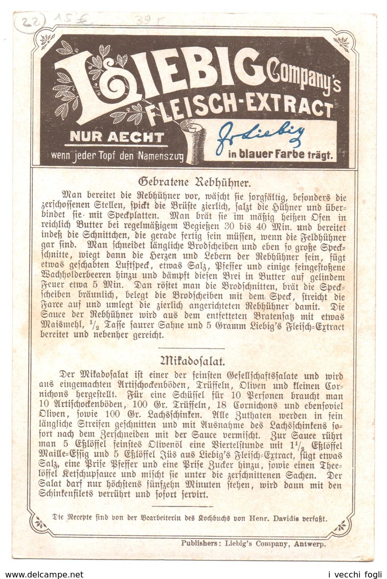 RARO MENU LIEBIG 39 Tedesco, Deutsch. Konigs-See, Il Lago Dei Re. 1894 - Liebig