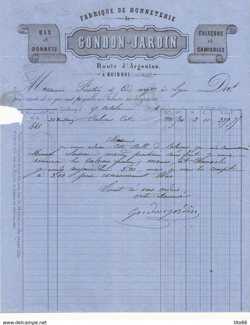 N°60 C Sur Lettre De Guibray TAD CONVOYEUR STATION Falaise Vers Lyon 17/10/1874 - 1849-1876: Classic Period