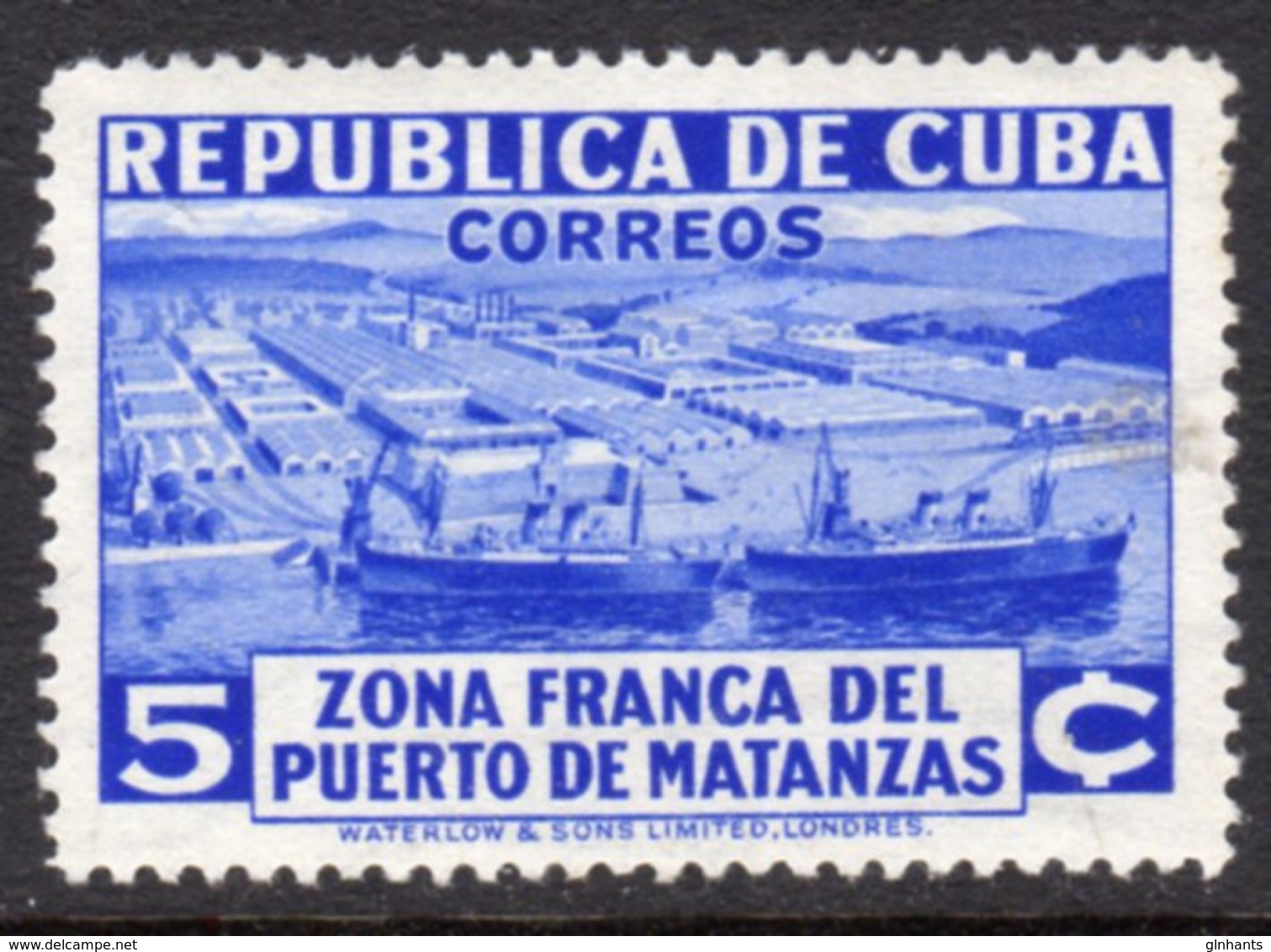 CUBA - 1936 MATANZAS PORT & SHIP 5c STAMP FINE MOUNTED MINT MM * SG404 - Unused Stamps