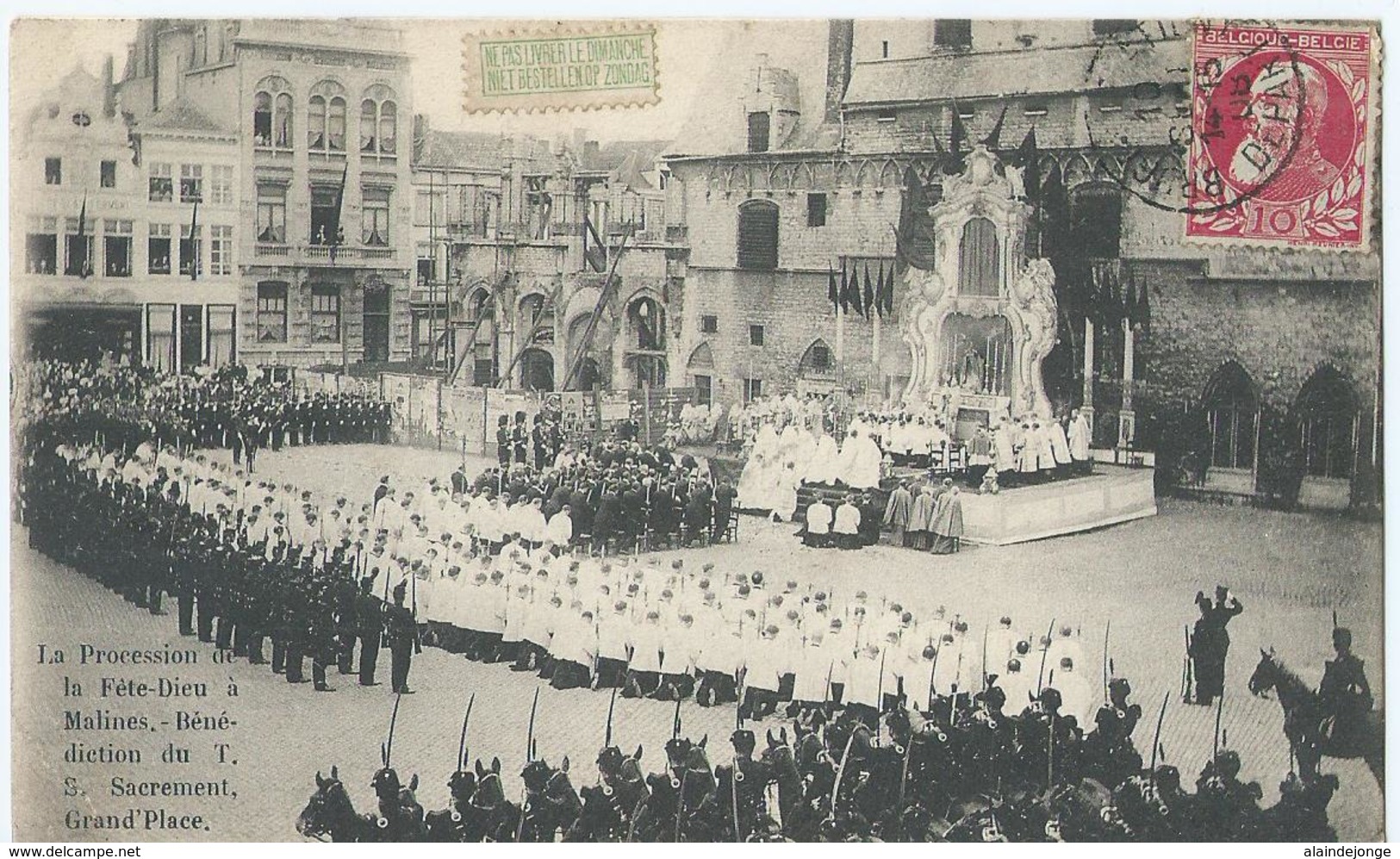 Mechelen - Malines - La Procession De La Fête-Dieu à Malines - Bénédiction Du T.S. Sacrement, Grand'Place - 1908 - Mechelen