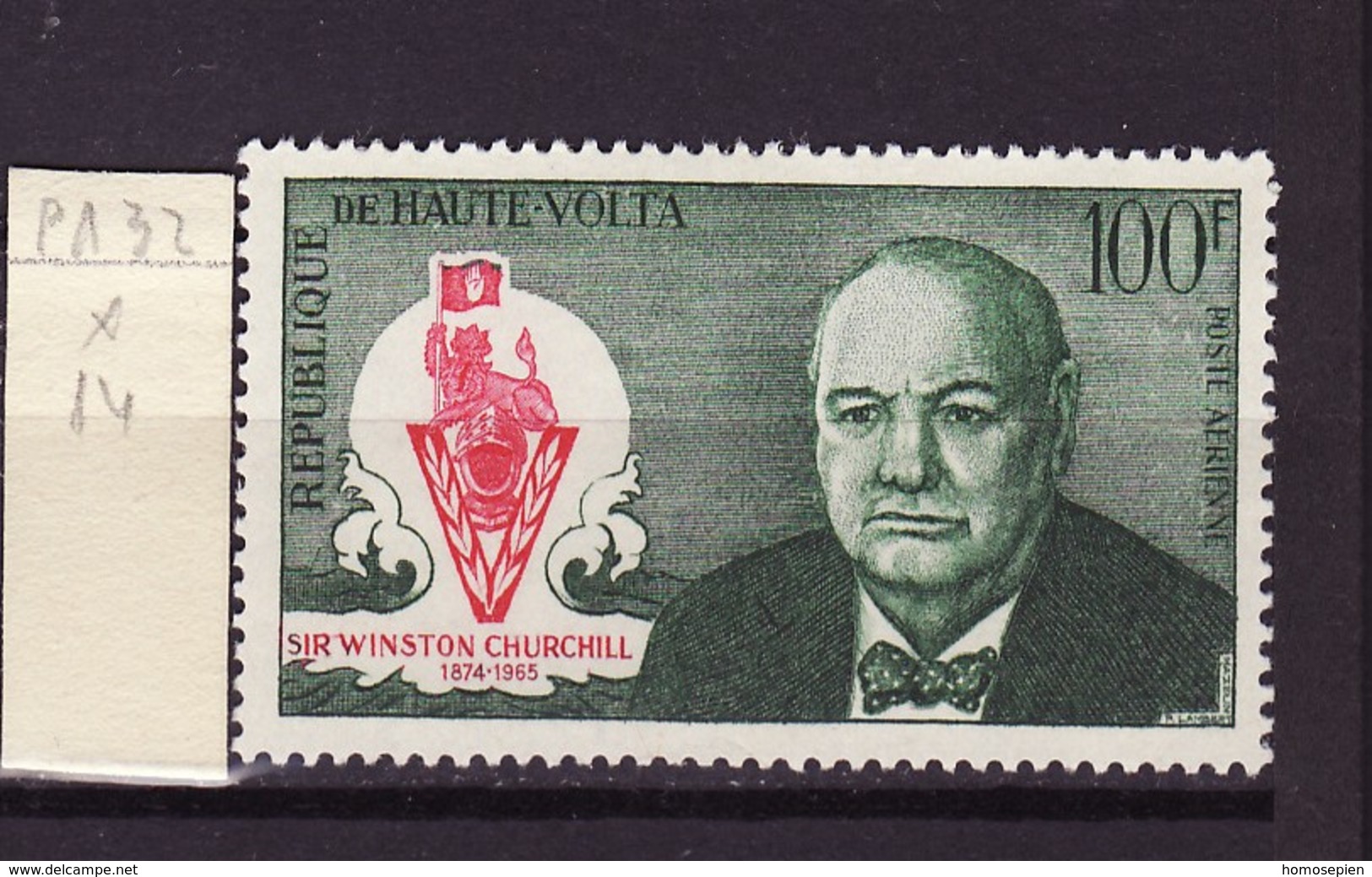 Haute Volta - Obervolta - Upper Volta - Burkina Faso Poste Aérienne 1966 Y&T N°PA32 - Michel N°F206  * - 100f Churchill - Haute-Volta (1958-1984)