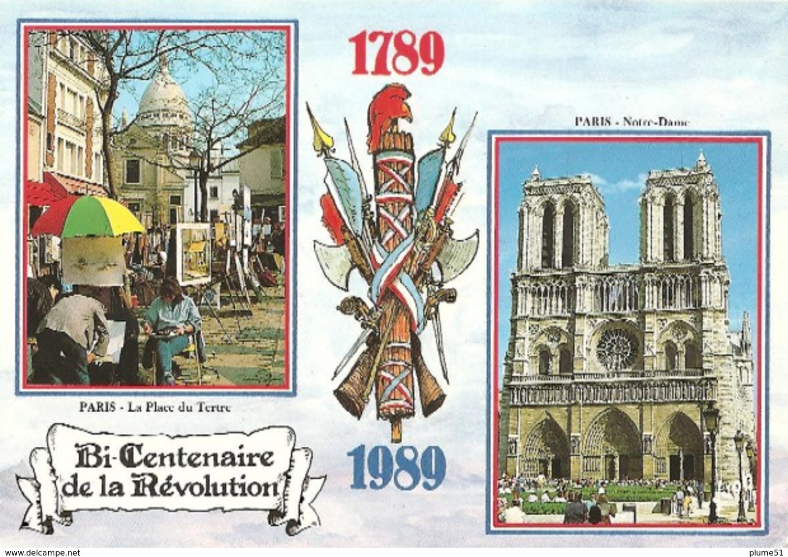 France Histoire 3 Cartes Bicentenaire Révolution Française PARIS Illustrateur LEPINE - CP91/96/110 - Histoire