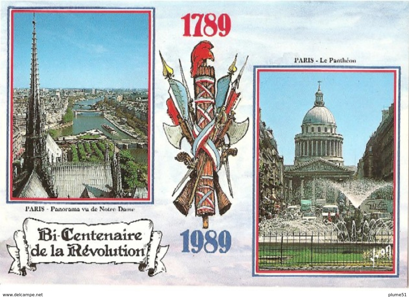 France Histoire 3 Cartes Bicentenaire Révolution Française PARIS Illustrateur LEPINE - CP91/96/110 - Histoire