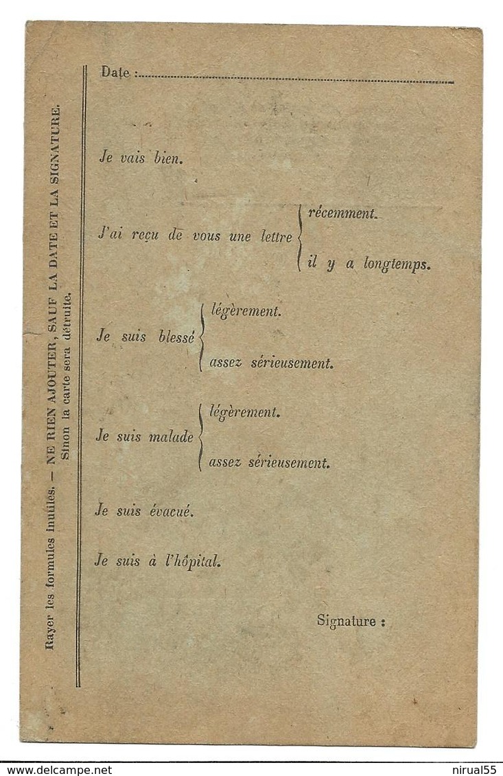 Correspondance Militaire Carte En Franchise Pré Remplie 2 Scans   . .G - Guerre 1914-18