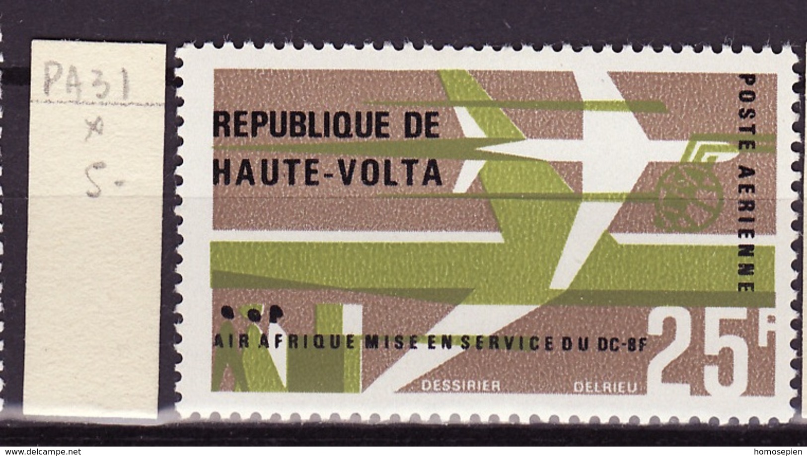 Haute Volta - Obervolta - Upper Volta - Burkina Faso Poste Aérienne 1966 Y&T N°PA31 - Michel N°F198  * - 25f Air Afrique - Haute-Volta (1958-1984)