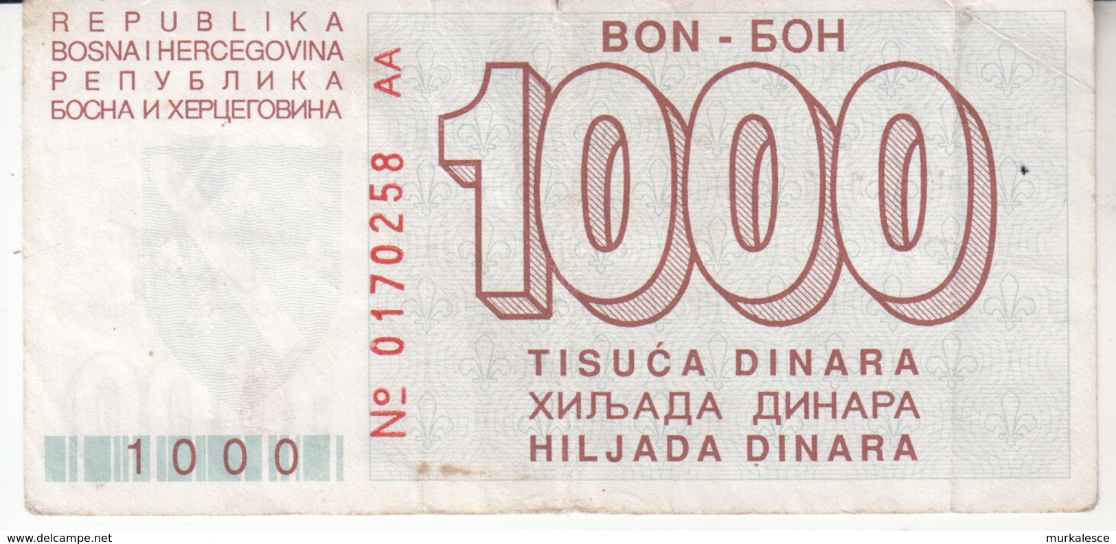 3786    BON    1000 DINARA     RR - Bosnie-Herzegovine
